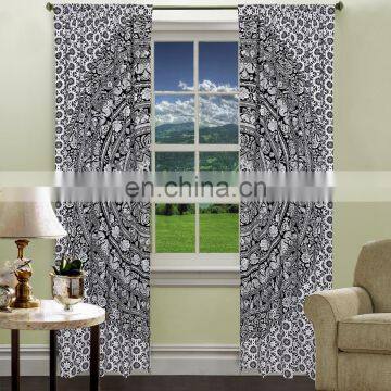 Cotton Fabric Curtains Elephant Mandala 2 PC Curtain Set Door Hanging Window Treatment