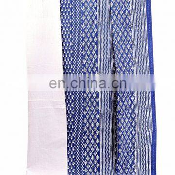 Indian Indigo Blue Abstract Design Kantha Quilt Handmade Bedspread Throw Cotton Queen Size Blanket Patchwork Print photo-5