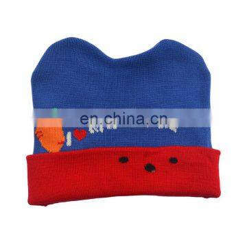 Fashion Children's Winter Wool feeling Knit acrylic cut Hat with cat ear