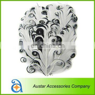 HOT SELL! White / Black Curly Goose Feather Pads,Curled Feather Pads for Headband
