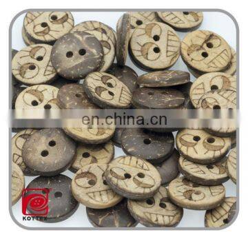 smile face logo 2 holes coconut shell button,custom made handcraft laser engraved buttons,sewing shirt button