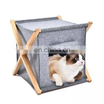 Environmental Foldable 2 in 1 Wooden Cat Furniture Scratching Tree