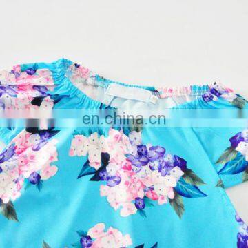 Cute Design Flutter Sleeve Infant Body Suit Flower Printed Newborn Baby Romper photo-3