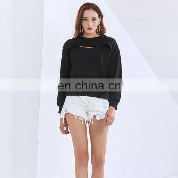 TWOTWINSTYLE Women's Sweatshirts O Neck Long Sleeve Loose For Femasle Casual Hollow Out photo-3