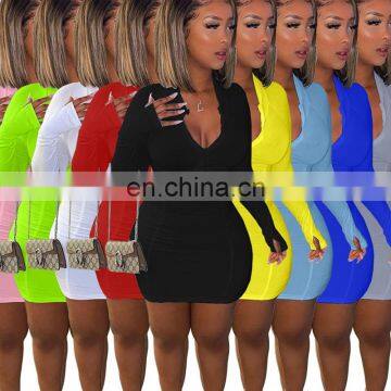 Plus Size Long Sleeve Sexy Bodycon Girls' Dresses Casual Sport Fall Short Mini Dress Women Dresses Women Casual Dresses photo-2