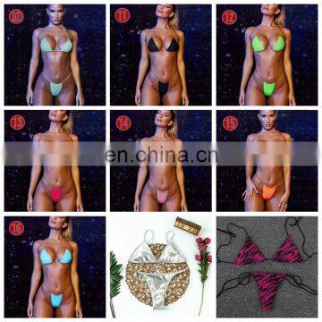 RTS Custom Made Private Label Swimwear Hot Sex Girl Bikini Zebra Leopard Silver Women Bikinis