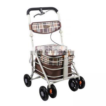 6 wheels heavy duty rollator shopping trolley cart walker with basket