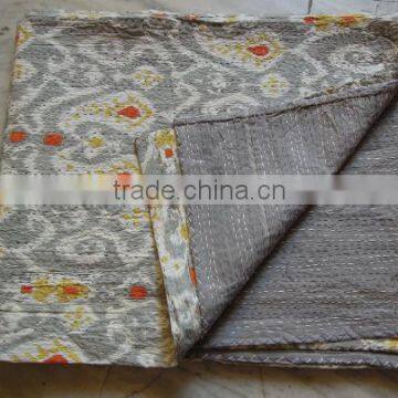 Handmade Twin Gray Paisley Kantha Quilt Cotton Throws,Ralli,Gudari REVERSIBLE Bedding photo-3