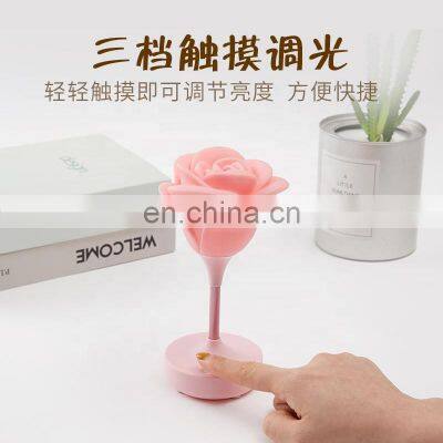 Decoration Switch control Custom rose night light 3d led silicone night lamp bedroom for kids