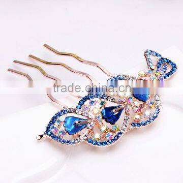2015 new model FZZ-721 Fashion metal crystal hair fork barrette full diamond