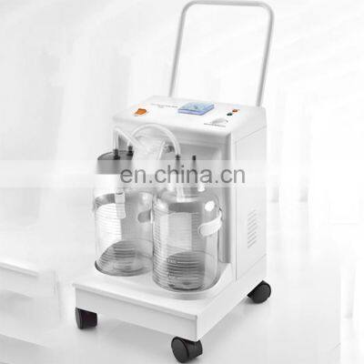 Medical electric suction pump apparatus aspirator double bottles suction trolley unit machine vaccum suction jar