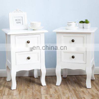 Bedroom Furniture White Drawers Wooden Bedside Table Nightstand Set Of 2