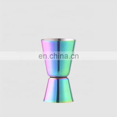 Factory Direct 15/30ml 20/40ML 25/50ML 30/60ML oem plated iridescent  jigger stainless steel