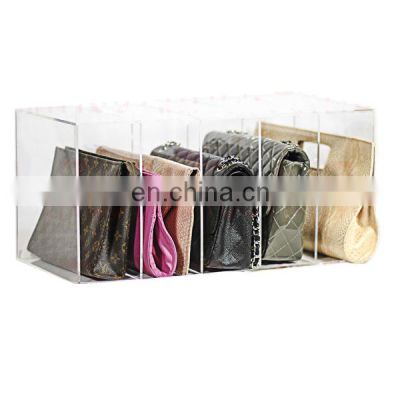 retail store PMMA purse organizer 5 divider acrylic purse display