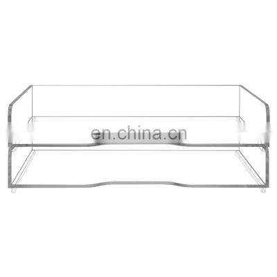 Clear Acrylic Stackable Desktop Document Trays 2 Tier Office File Folder Storage Organizers photo-3