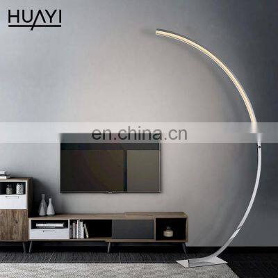 HUAYI New Model Art Style Home Indoor Decorative Iron Acrylic LED Dimmer Arc Floor Art Lamp