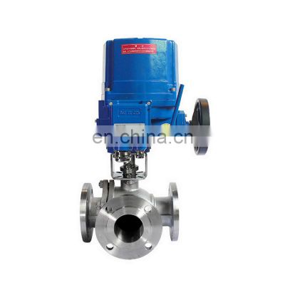 3 Ways Stainless Steel 304 Explosion Proof Flange Motorized Ball Valve Modulating Type 4-20mA