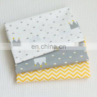 wholesale Cotton fabric cartoon crown stripe printed twill kindergarten baby cotton woven fabric