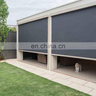 Outdoor Ziptrack Blackout Waterproof Fireproof  Electric Motorized Zip Exterior External Roller Sun Blinds Shades