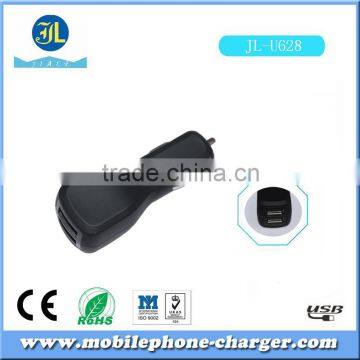 3.1Amp 3100mA Output Dual 2nd USB Vehicle Auto Car Charger With Black Painting Rubberized Finished