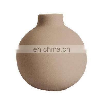 Morandi Matt Color Nordic Round Design Model Home Room Flowers Decorative Ornament Ceramic Vase photo-5