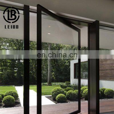 modern hinge lock interior handle hidden glass aluminum French morden house  Villa large luxury panoramic entry pivot door