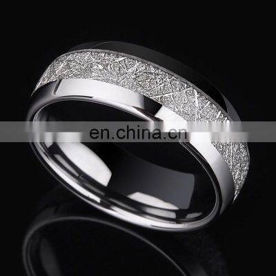 8mm Silk Grain Stainless Steel Ring For Men Women Jewelry