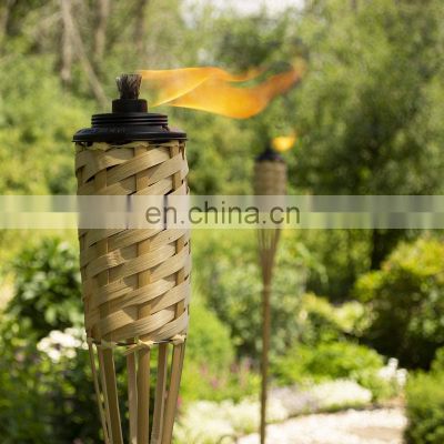 Garden Outdoor Natural  Party Tiki Bamboo Torch with Wooden Extinguisher