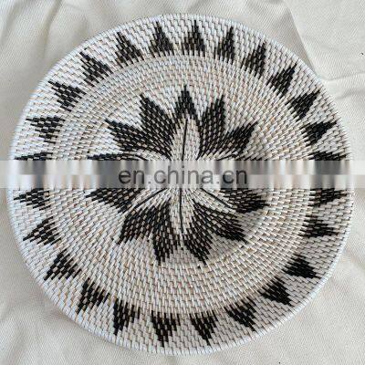 Decorative Woven Rattan Wall Basket Black and White Star Design WIcker Wall decoration Wholesale Vietnam Supplier