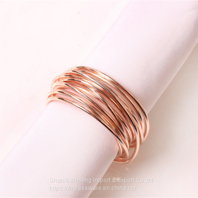 Rose Gold Silver Black Colored Metal Dinner Wire Napkin Rings Holders for Hotel Restaurant photo-4