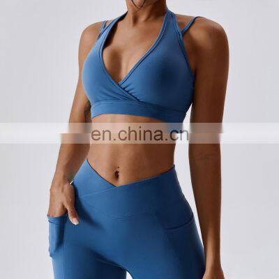 Halter Neck Workout Gym Sports Bras High Quality Custom Sexy Thin Straps Fitness Yoga Tops
