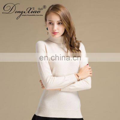 Factory Made Pure Cashmere High Neck Long Sleeve Heavy Cashmere Sweater Women 2018