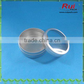 Empty aluminum jar with clear window,aluminum jar for cosmetic use