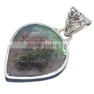 925 SOLID STERLING FINE SILVER LABRADORITE PENDANT