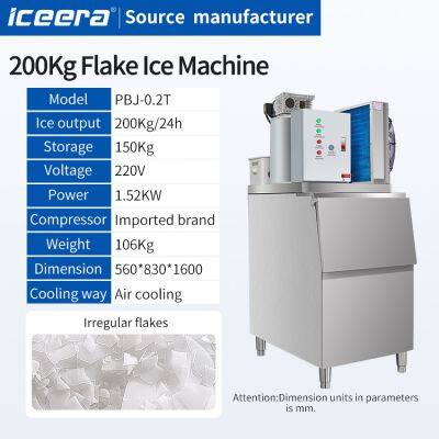 Commercial Flake Ice Machine 200KG Automatic Fast Ice Making Machine photo-3