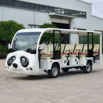 Panda-shaped Cartoon Sightseeing Vehicle - 14-seat Open-top Sightseeing Vehicle With a Roof for Scenic Spots