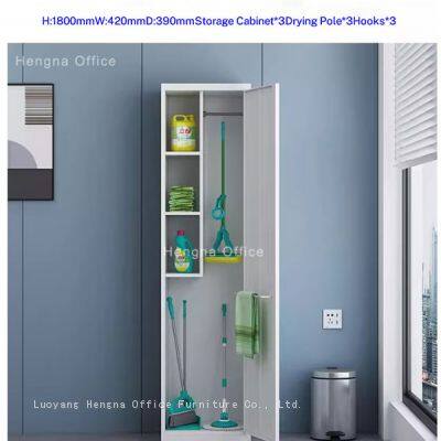 Galvanized Steel Anti-corrosion Janitorial | Durable Outdoor Utility Storage Locker With Mop Hooks| Supply Unit for Parks photo-3