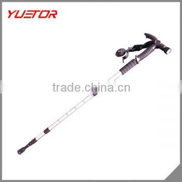 4-section inner lock with anti shock walking stick trekking pole with LED light