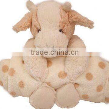 2015 new product soft baby stuffed plush toy blanket animal with blanket