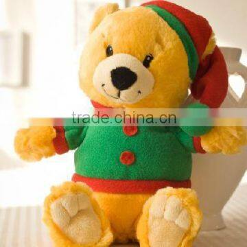 Soft Toy Bear Wearing Christmas Hat and Clothes/Gift Toy Bear for Christmas /Stuffed Toy Bear in Clothes