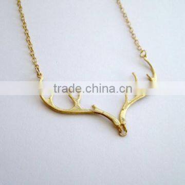14k Gold Antler Necklace,Jewelry Gold Necklace wit Deer Antler , Wedding Gift Bridesmaid Jewelry