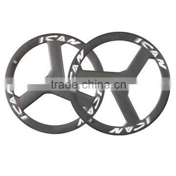 Good quality Tri-spoke bike wheels carbon 3 spoke fiexed gear track carbon bicycle wheel