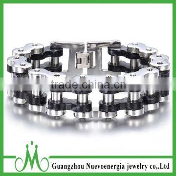 Mens Heavy Silver Black Motorcycle Bike Chain 316L Stainless Steel Bicycle Chain Bracelet