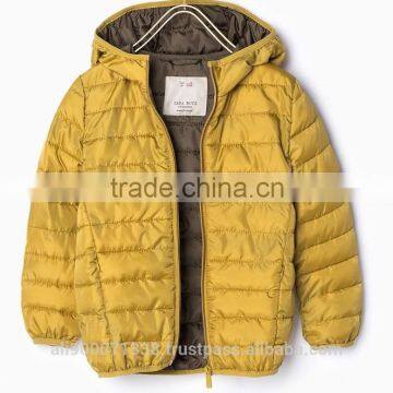 hot sale Quilting fake down boy's Jacket orange color