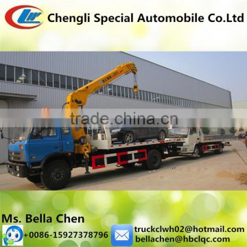 DONGFENG flat bed recovery truck, crane wreckers, car carrier wrecker for sale