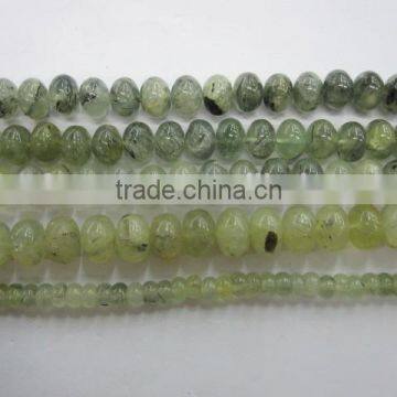 Natural green prehnite roundel bead mineral gemstone for jewelry making