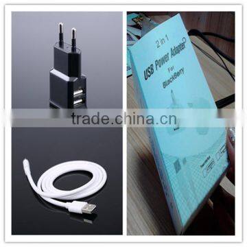 OEM black white gold logo printing us eu 1.5a dual usb charger for samsung galaxy tab p1000 with micro cable and paper box