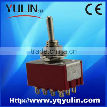 Sample Free 9Pins Red Base Mini ON-OFF-ON 5Amp 250V 3 Position Toggle Switch