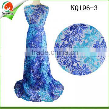 high quality royal blue nigeria fabric african lace fabric unique tulle net lace NQ196-3