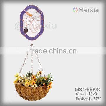 MX100098 wholesale tiffany style stained glass angel panel decorative hanging planters